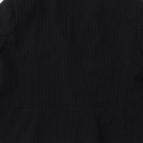 Papaya Womens Black Striped Polyester Jacket Suit Size 16