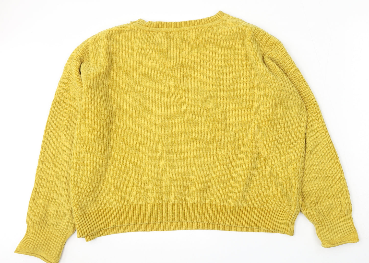 Primark Womens Yellow Round Neck Polyester Pullover Jumper Size L