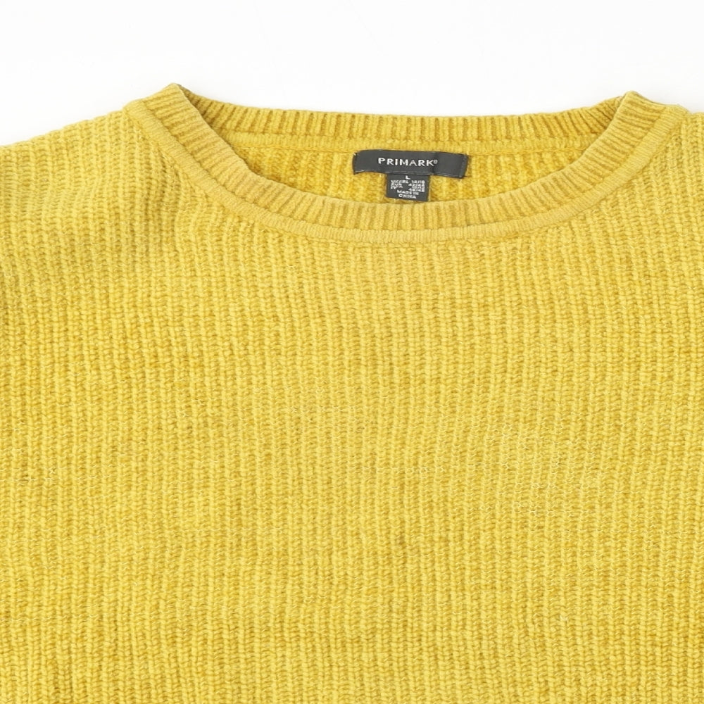 Primark Womens Yellow Round Neck Polyester Pullover Jumper Size L