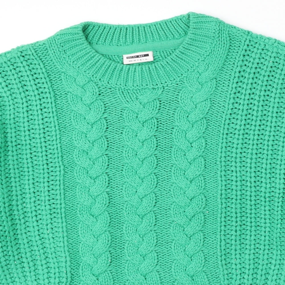 Noisy may Womens Green Round Neck Acrylic Pullover Jumper Size M