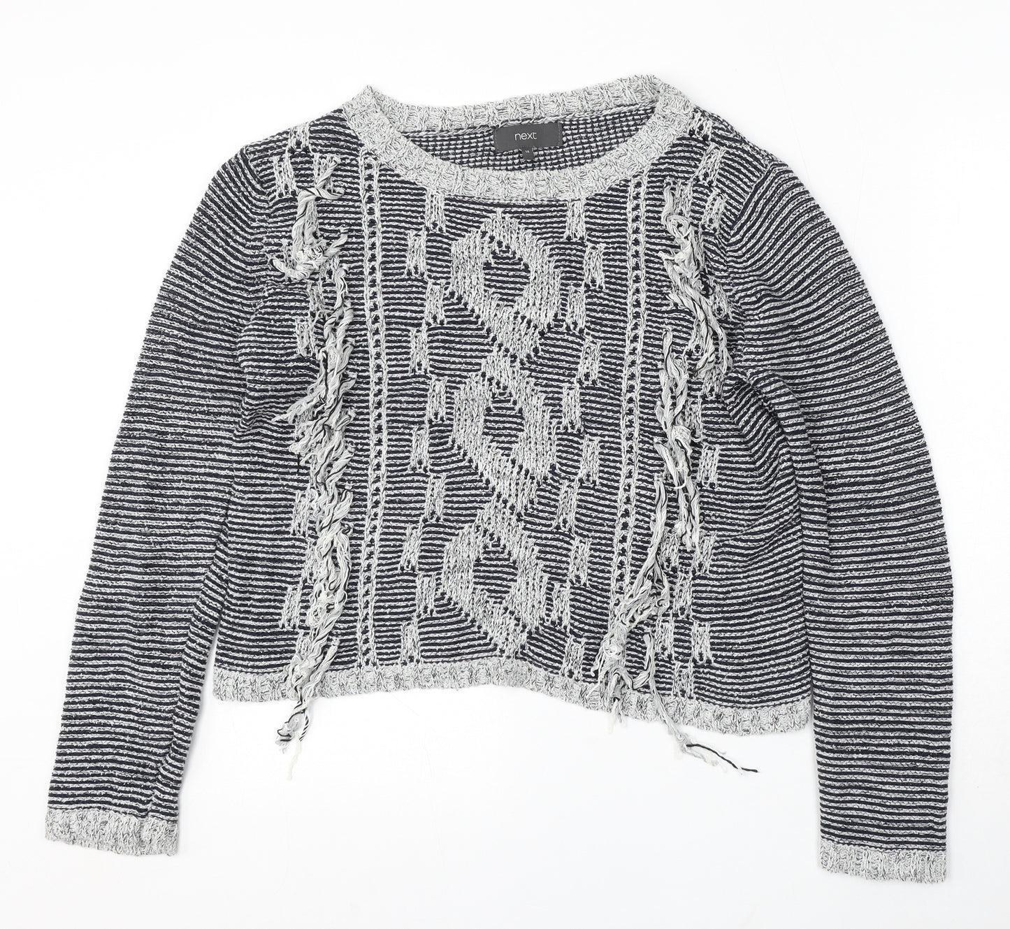 NEXT Womens Multicoloured Round Neck Geometric Cotton Pullover Jumper Size 14