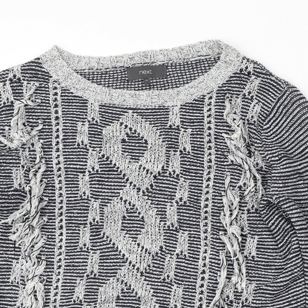 NEXT Womens Multicoloured Round Neck Geometric Cotton Pullover Jumper Size 14