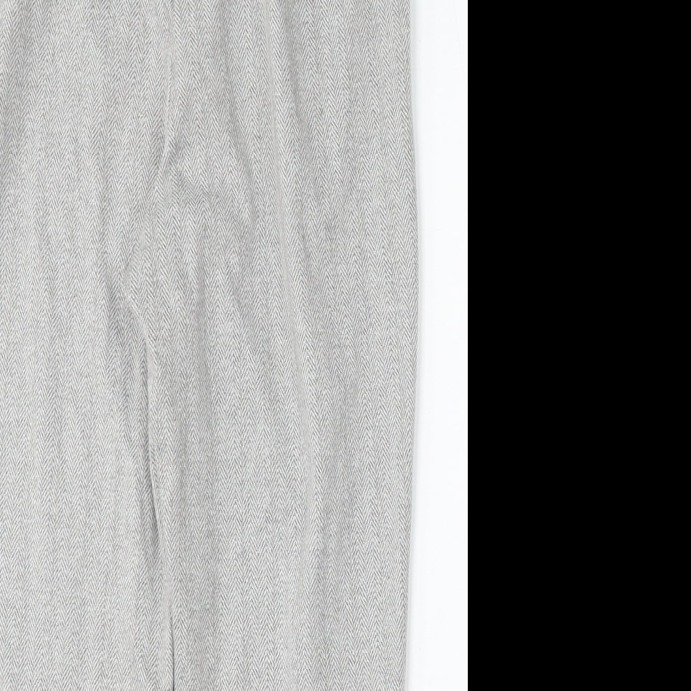 F&F Womens Grey Geometric Polyester Trousers Size 14 L28 in Regular