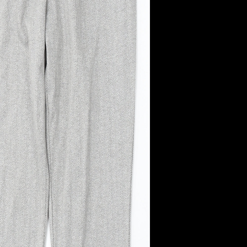 F&F Womens Grey Geometric Polyester Trousers Size 14 L28 in Regular