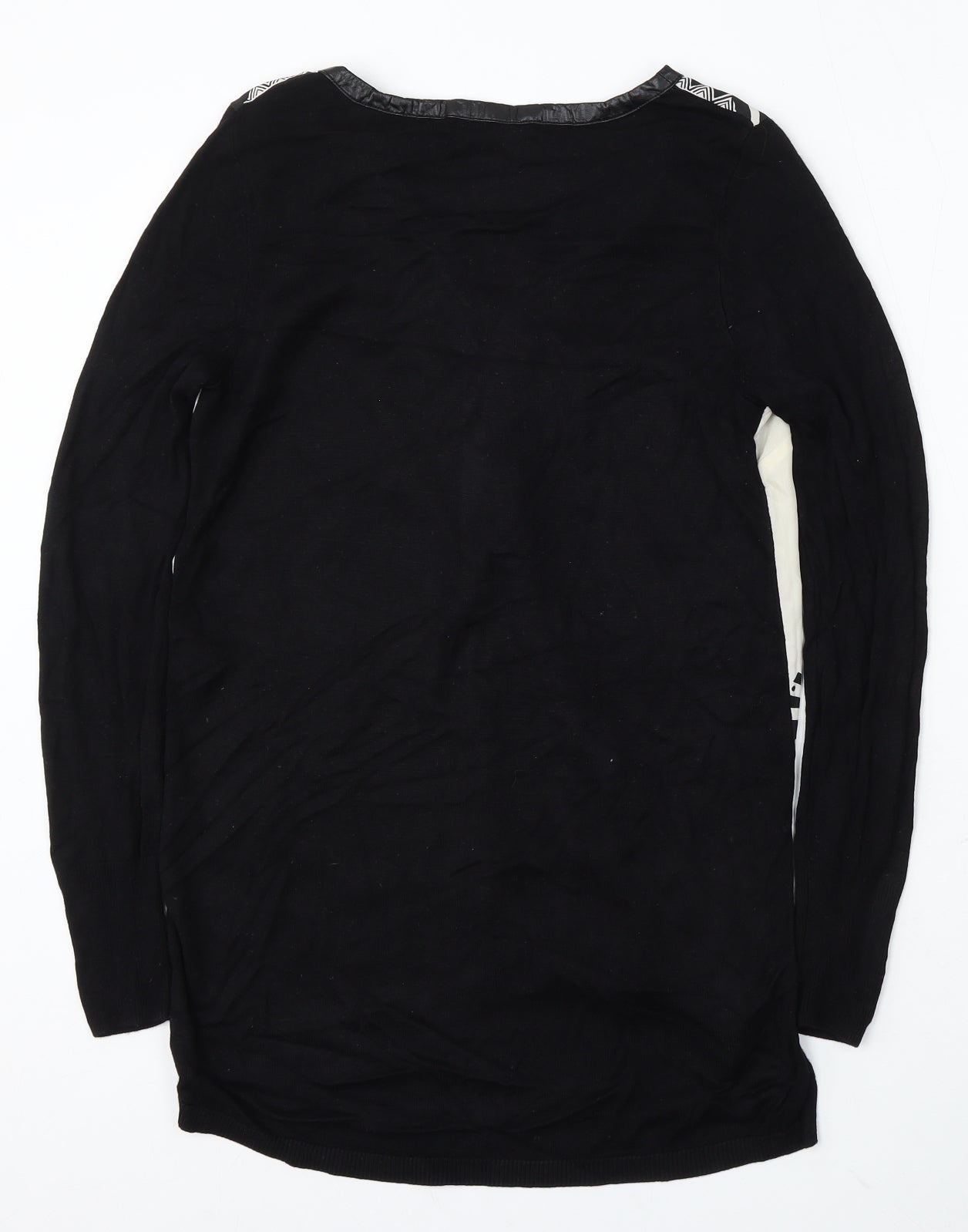 Oasis Womens Multicoloured Round Neck Geometric Viscose Pullover Jumper Size XS