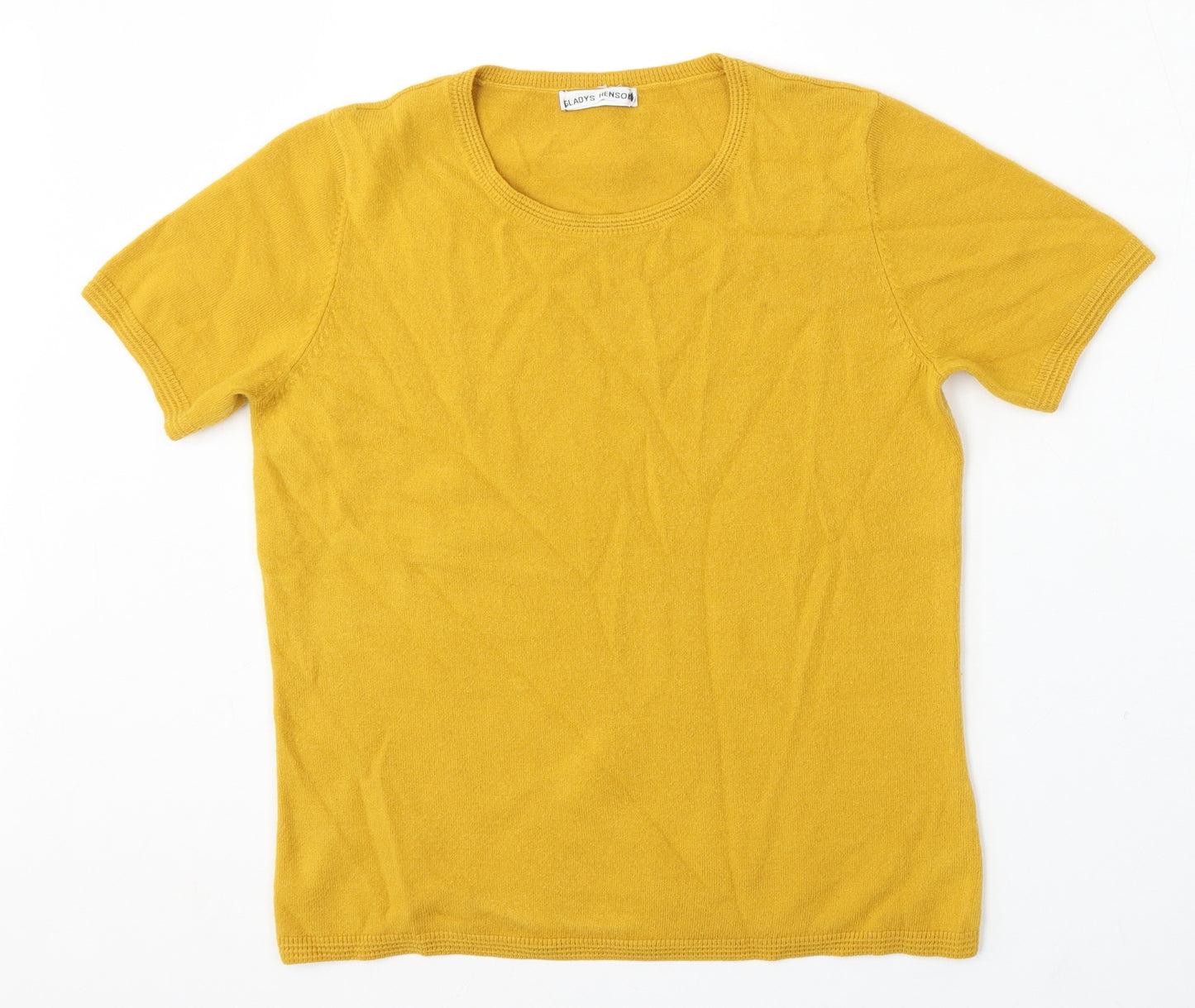 Marks and Spencer Womens Yellow Round Neck Acrylic Pullover Jumper Size 12