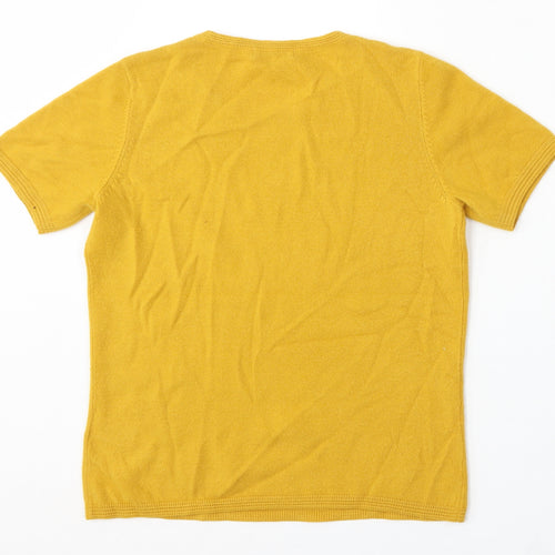Marks and Spencer Womens Yellow Round Neck Acrylic Pullover Jumper Size 12