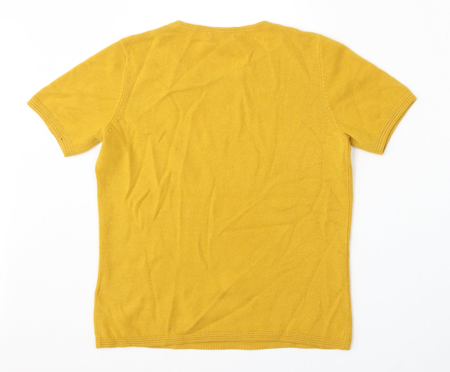 Marks and Spencer Womens Yellow Round Neck Acrylic Pullover Jumper Size 12