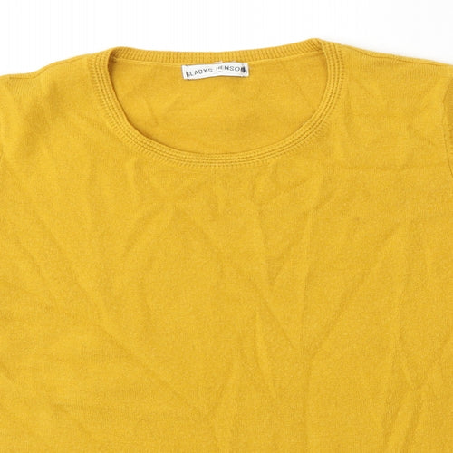 Marks and Spencer Womens Yellow Round Neck Acrylic Pullover Jumper Size 12