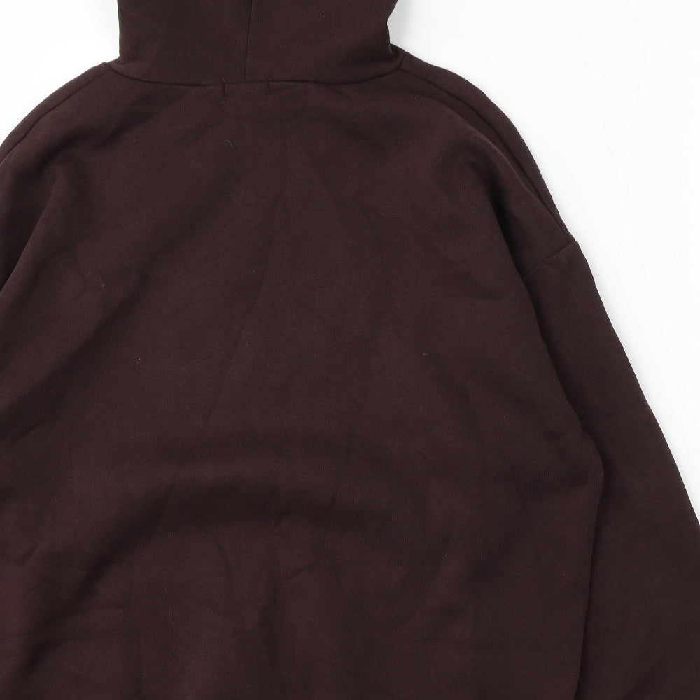 PRETTYLITTLETHING Womens Brown Cotton Pullover Hoodie Size L