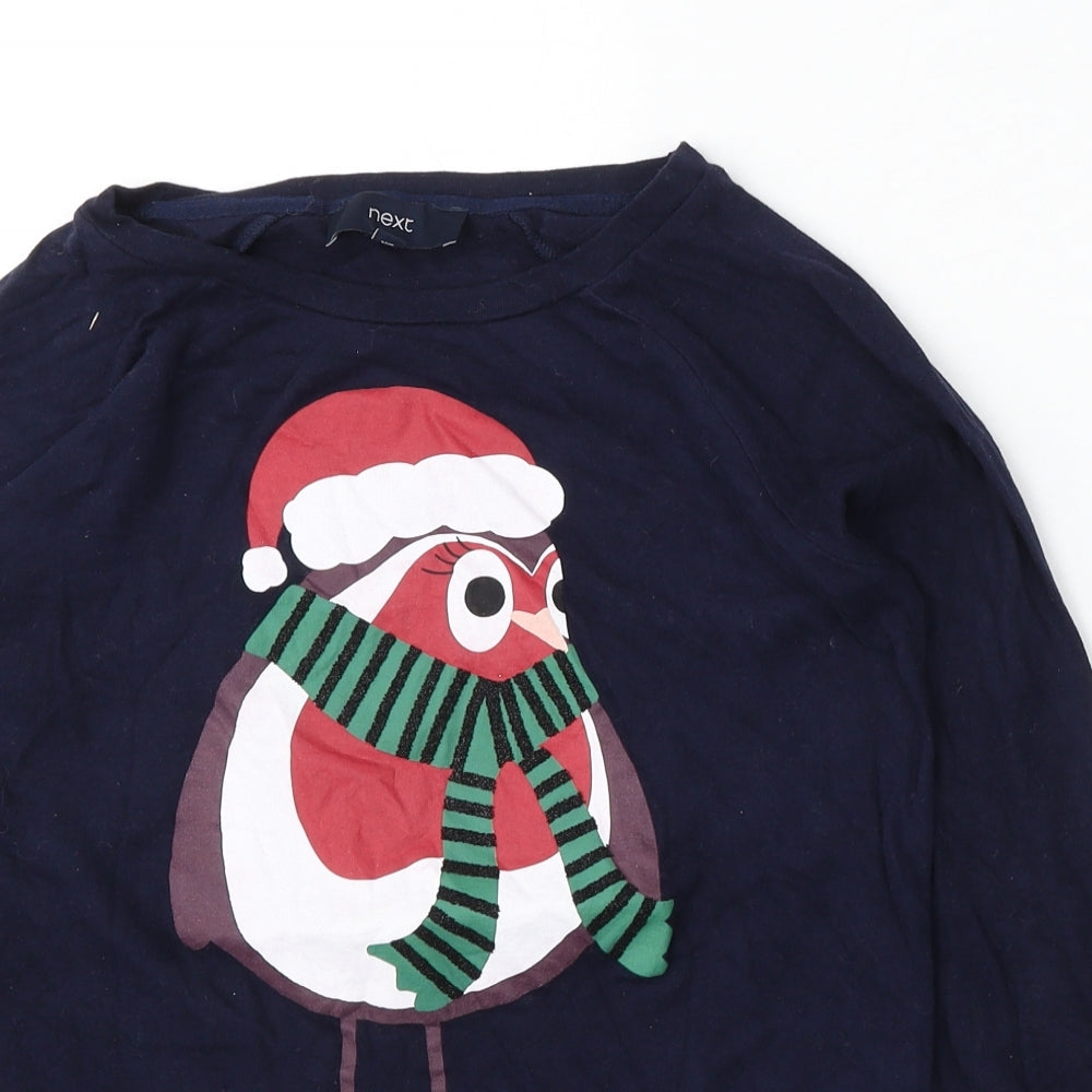 NEXT Womens Blue Round Neck Cotton Pullover Jumper Size 6 - christmas
