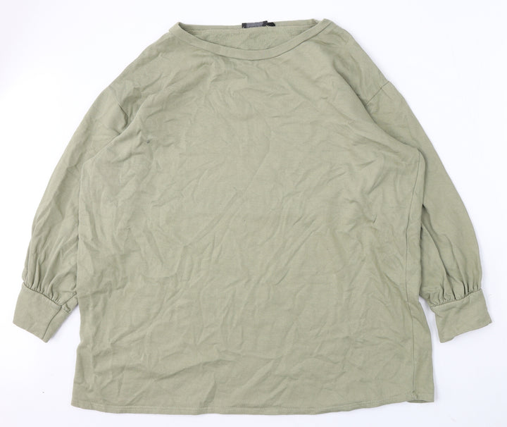 PRETTYLITTLETHING Womens Green Round Neck Polyester Pullover Jumper Size 10