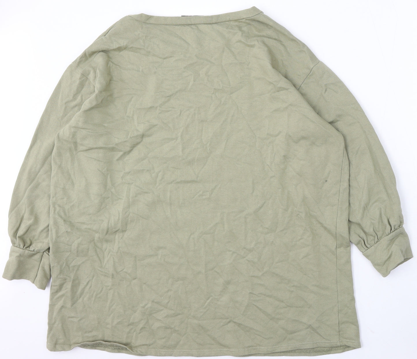 PRETTYLITTLETHING Womens Green Round Neck Polyester Pullover Jumper Size 10