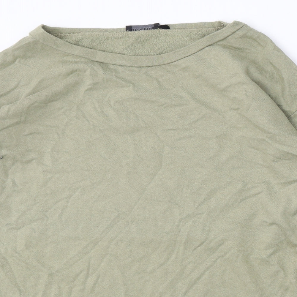 PRETTYLITTLETHING Womens Green Round Neck Polyester Pullover Jumper Size 10