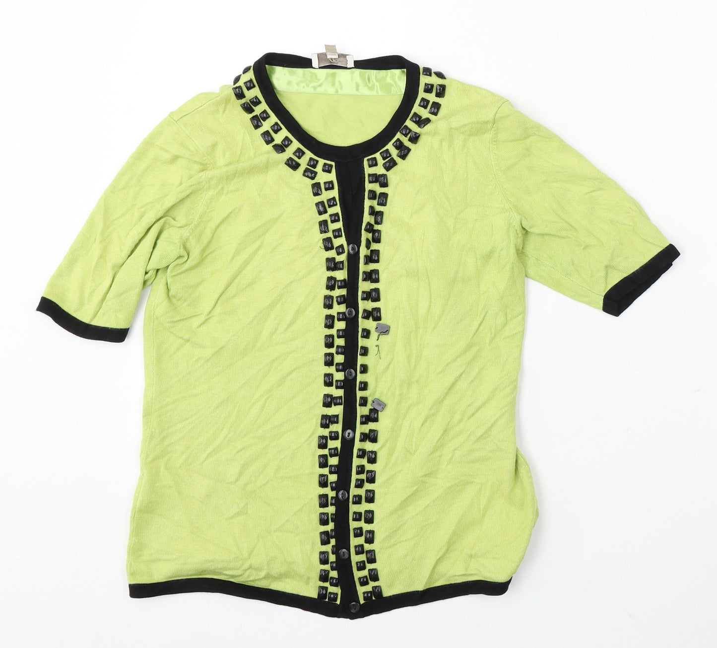 CC Womens Green Round Neck Viscose Cardigan Jumper Size S