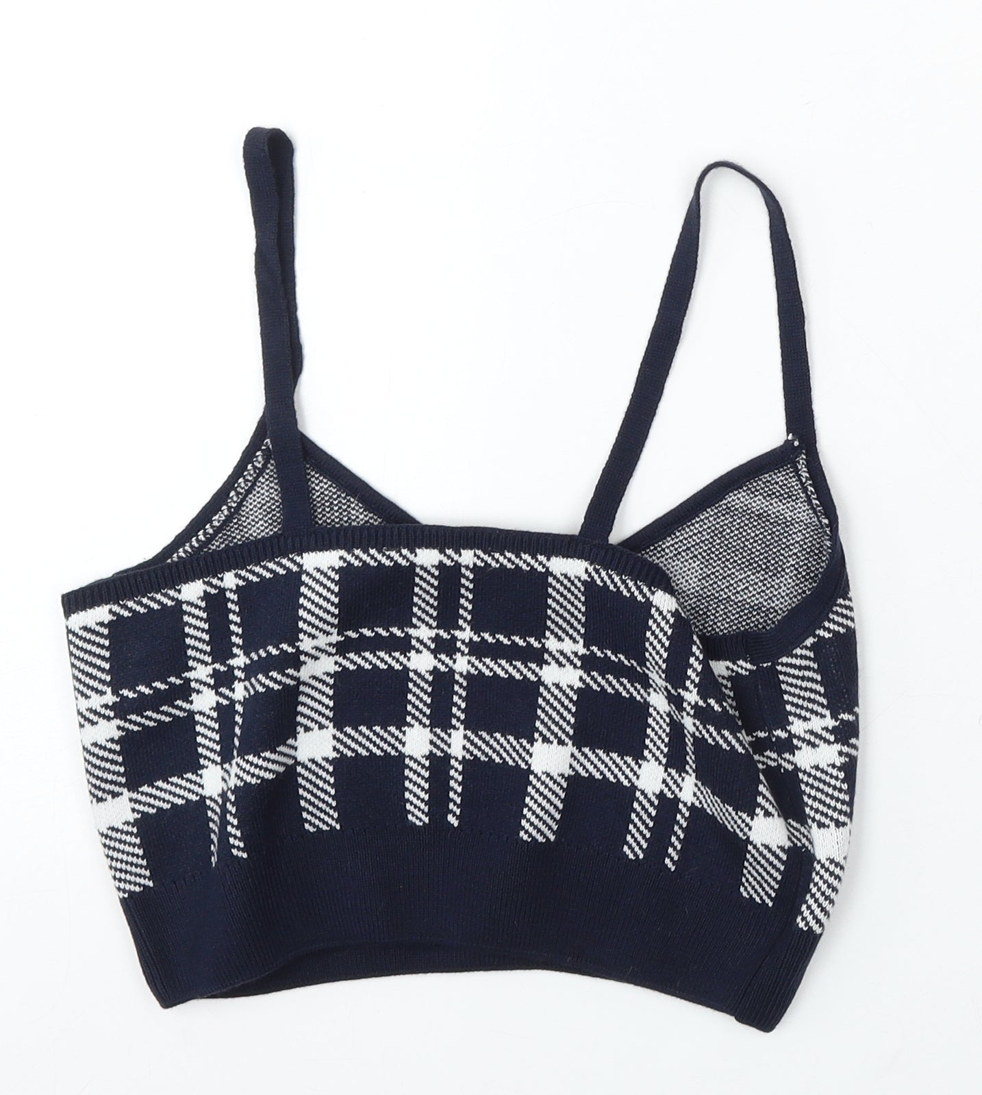 Primark Womens Blue V-Neck Geometric Acrylic Pullover Jumper Size 10