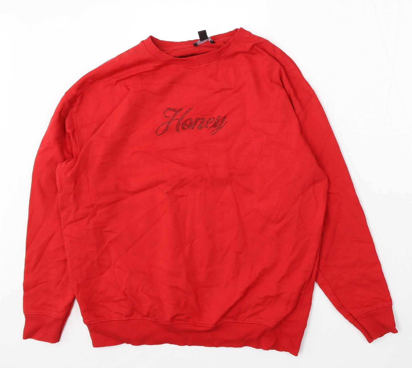 New Look Womens Red Cotton Pullover Sweatshirt Size M