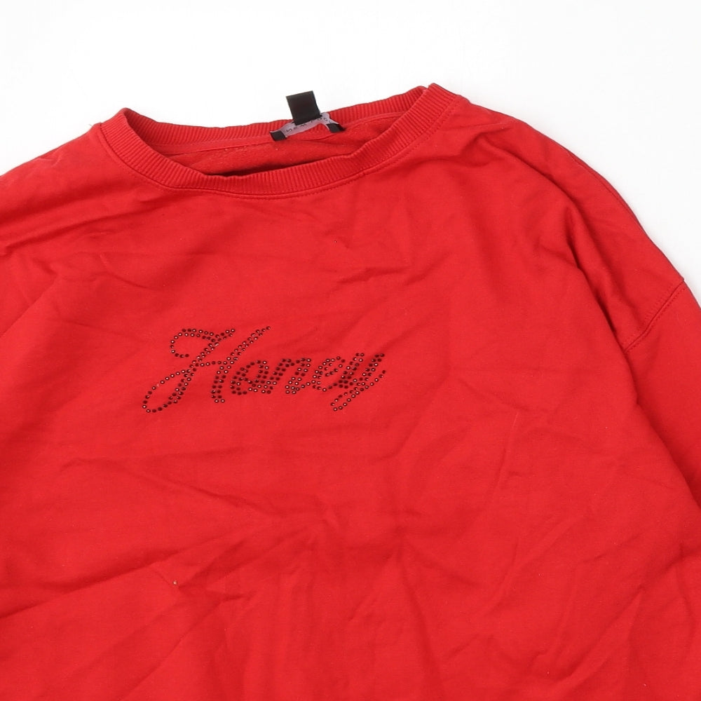 New Look Womens Red Cotton Pullover Sweatshirt Size M