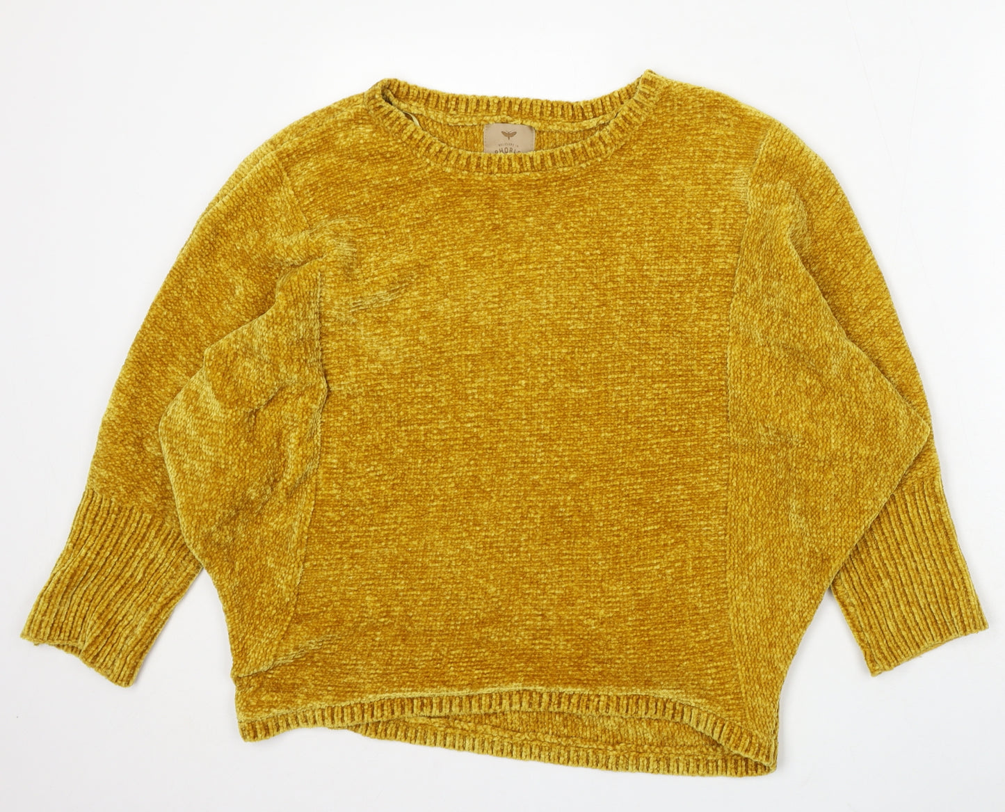 Aphorism Womens Yellow Round Neck Polyester Pullover Jumper Size 12