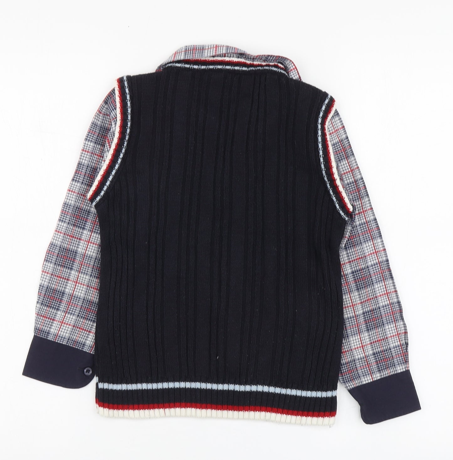 Enes Tunc Boys Blue Collared Plaid Acrylic Pullover Jumper Size 8-9 Years