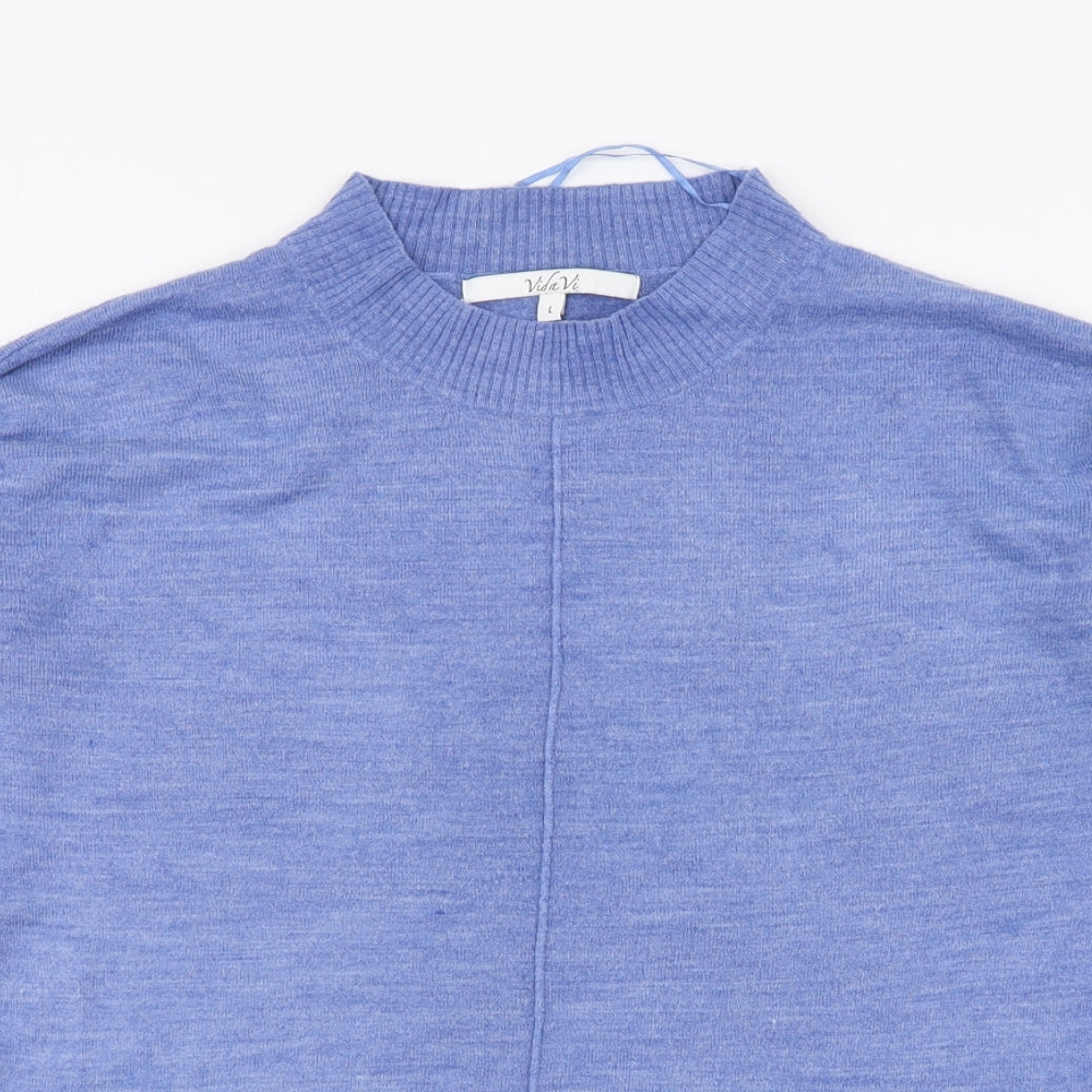 Vida Vi Womens Blue High Neck Acrylic Pullover Jumper Size L