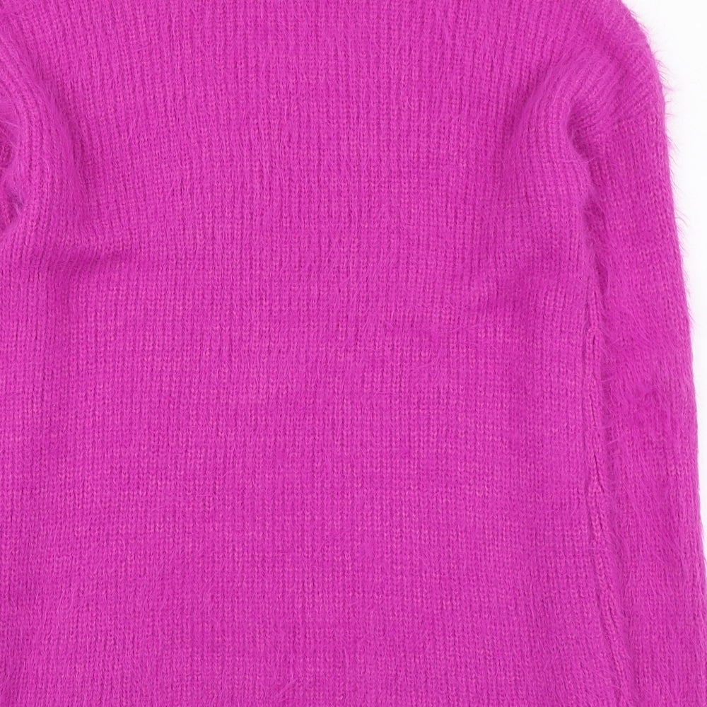 Atmosphere Womens Pink V-Neck Nylon Pullover Jumper Size M