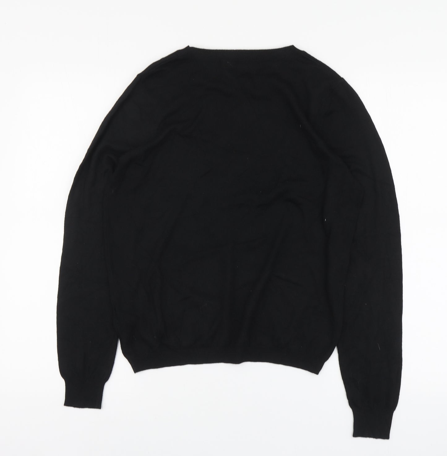 Marks and Spencer Womens Black Round Neck Polyester Pullover Jumper Size M