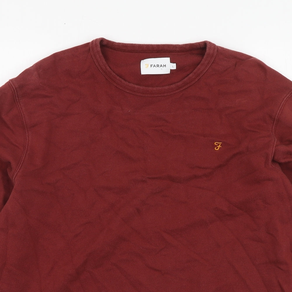 Farah Mens Red Cotton Pullover Sweatshirt Size L
