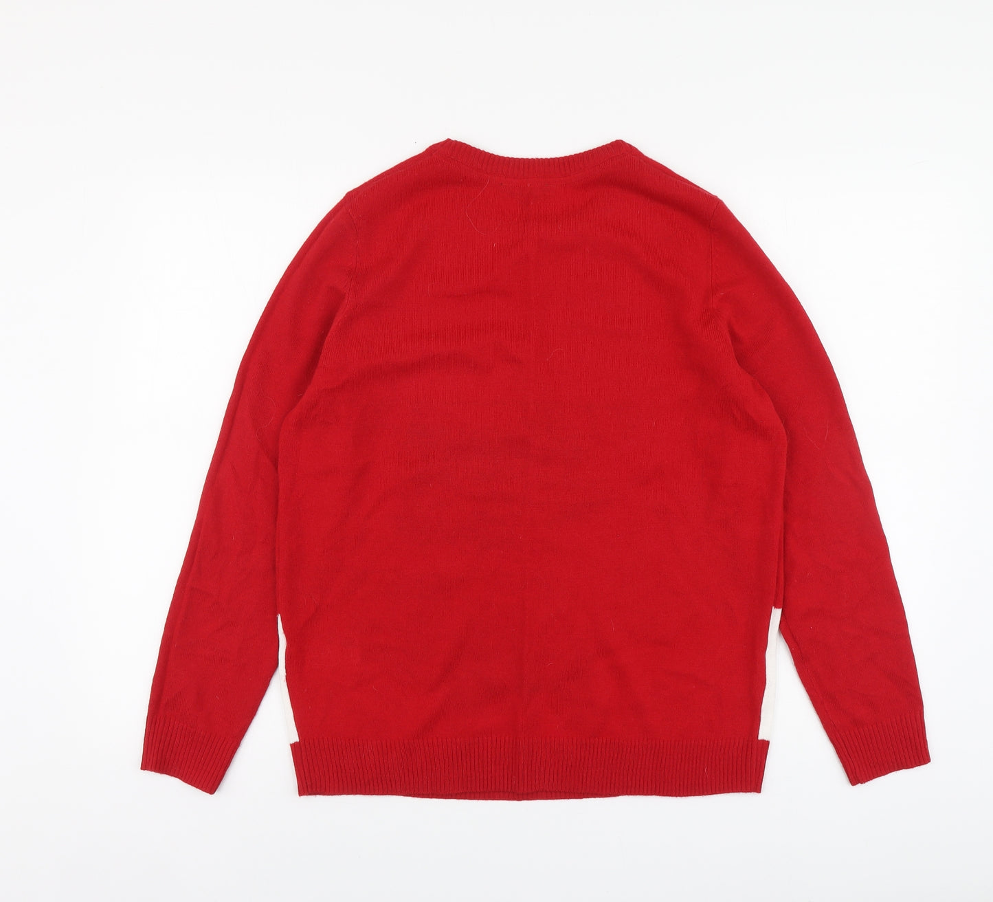ESMARA Womens Red Round Neck Acrylic Pullover Jumper Size 12