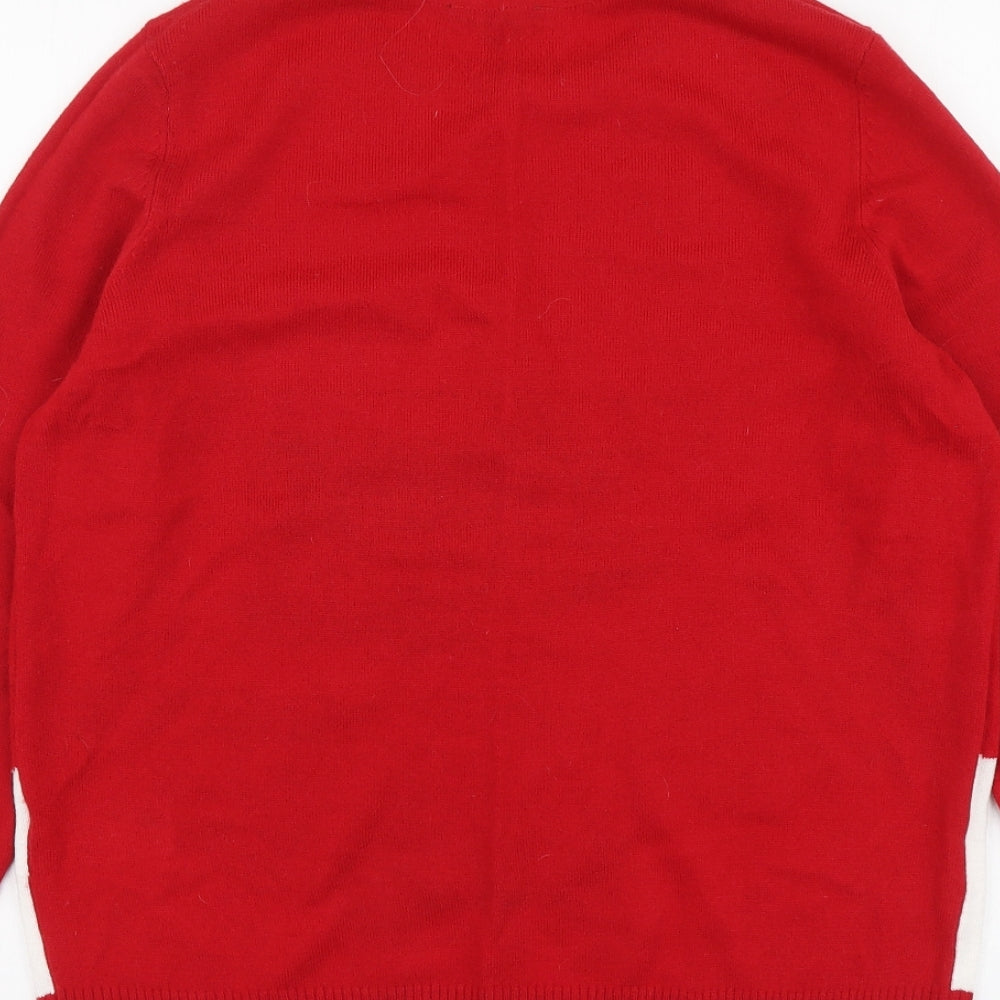 ESMARA Womens Red Round Neck Acrylic Pullover Jumper Size 12