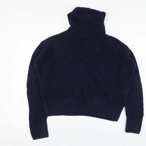 TU Womens Blue Roll Neck Cotton Pullover Jumper Size 12