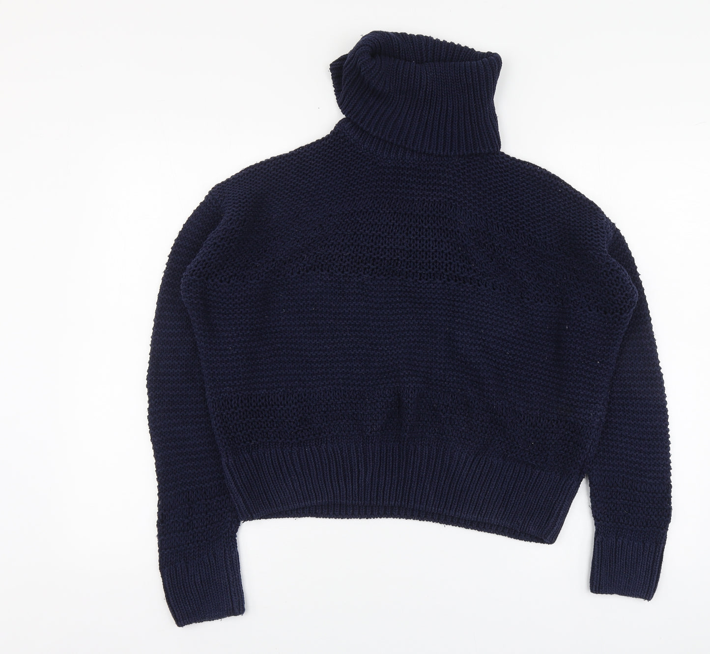 TU Womens Blue Roll Neck Cotton Pullover Jumper Size 12