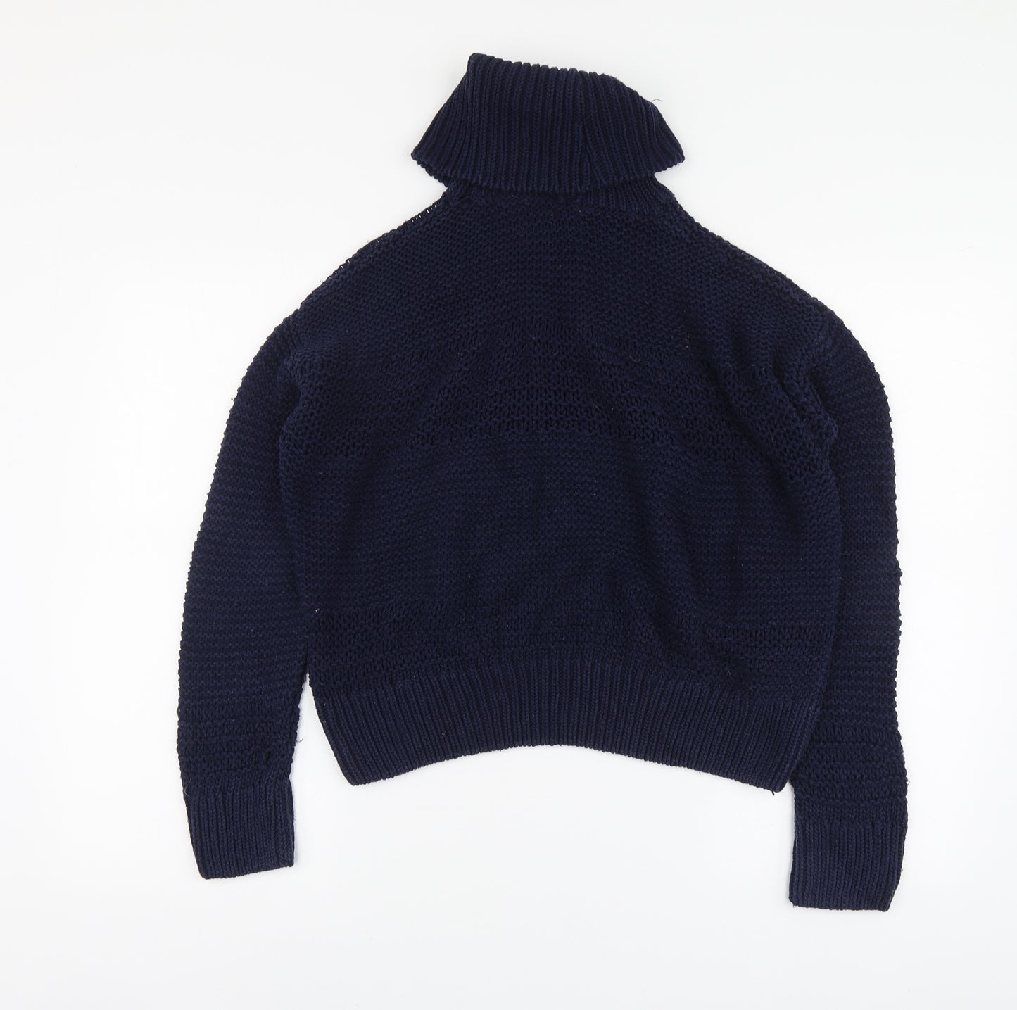 TU Womens Blue Roll Neck Cotton Pullover Jumper Size 12