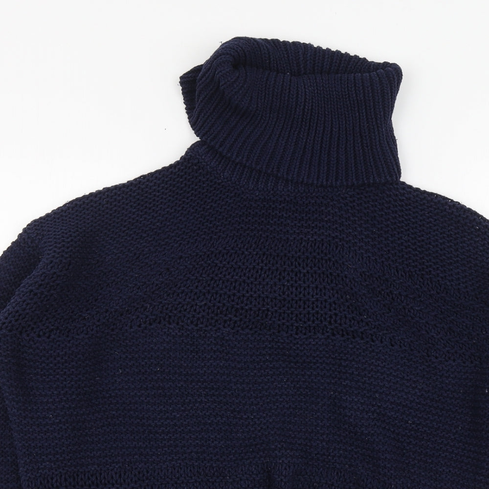 TU Womens Blue Roll Neck Cotton Pullover Jumper Size 12