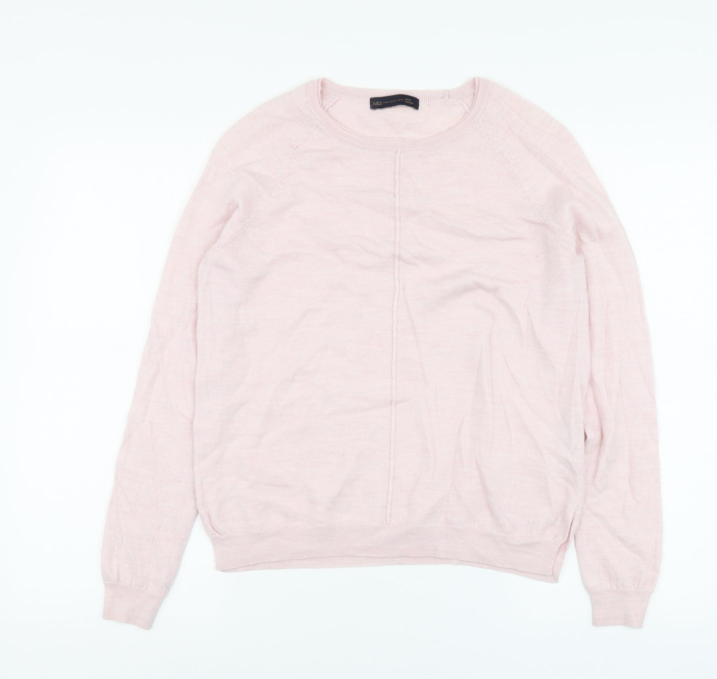 Marks and Spencer Womens Pink Round Neck Wool Pullover Jumper Size 10