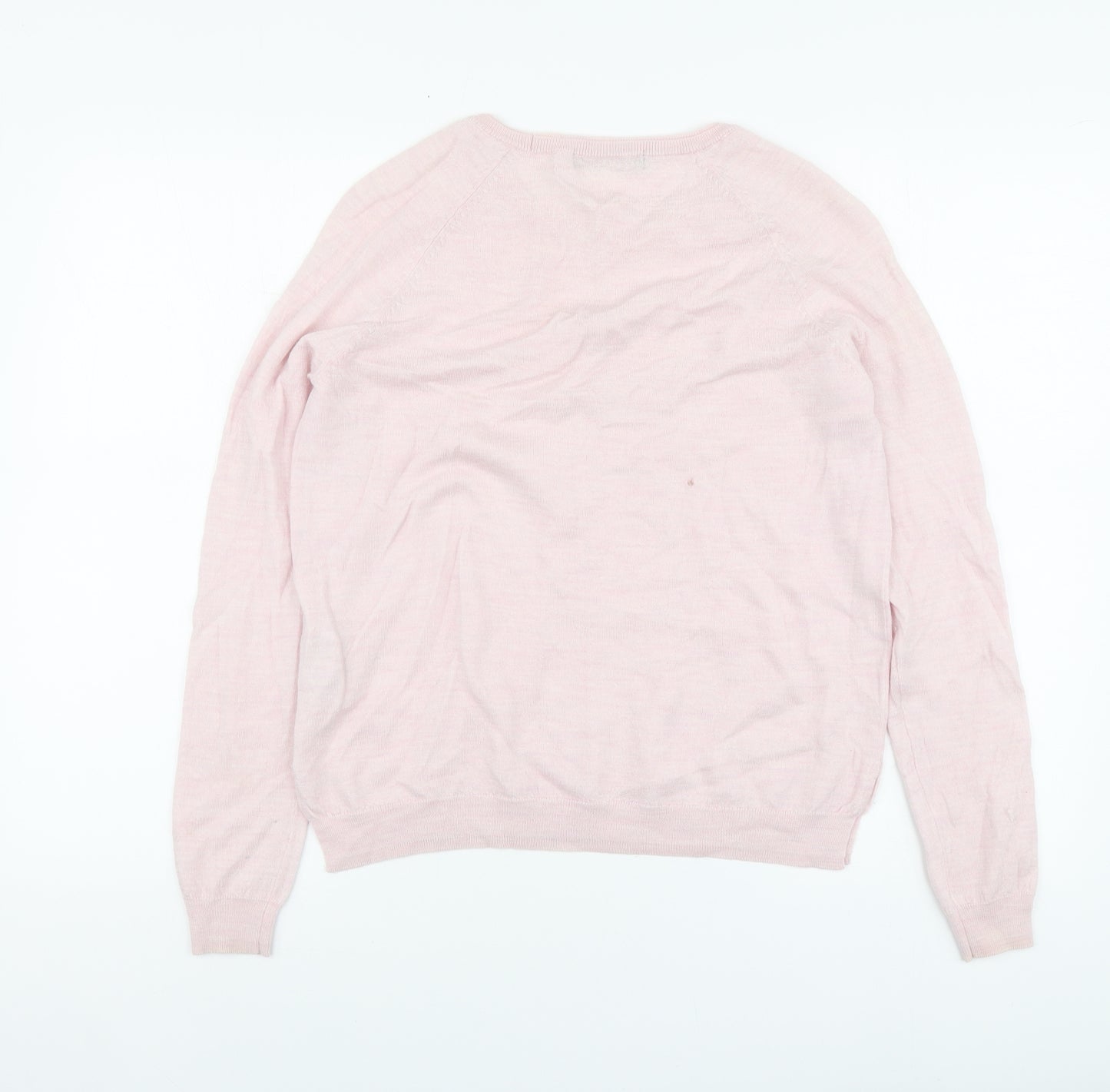Marks and Spencer Womens Pink Round Neck Wool Pullover Jumper Size 10