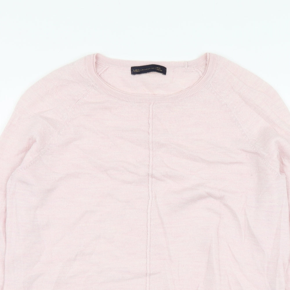 Marks and Spencer Womens Pink Round Neck Wool Pullover Jumper Size 10