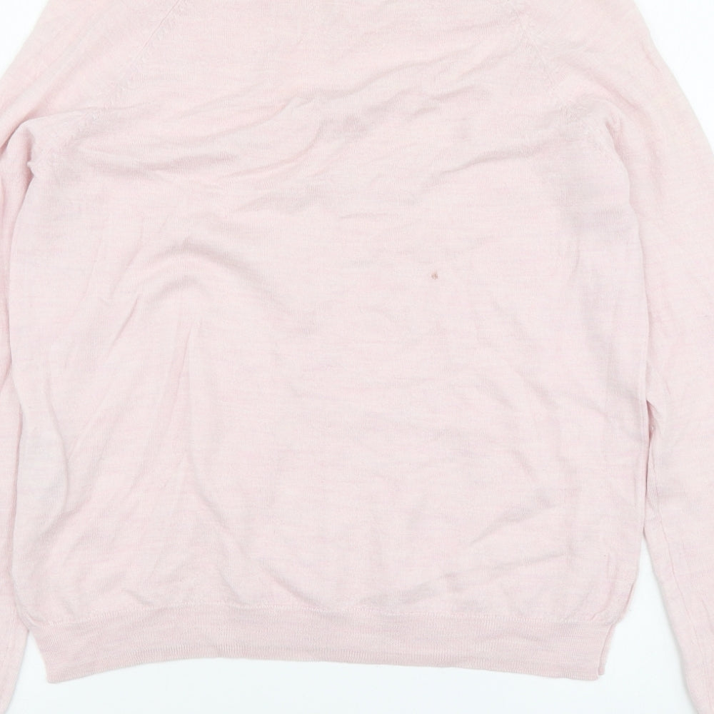 Marks and Spencer Womens Pink Round Neck Wool Pullover Jumper Size 10