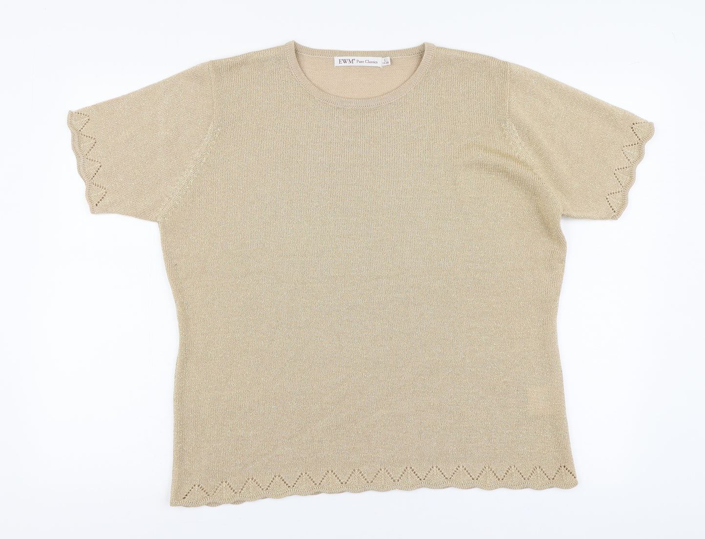 EWM Womens Gold Round Neck Acrylic Pullover Jumper Size 18