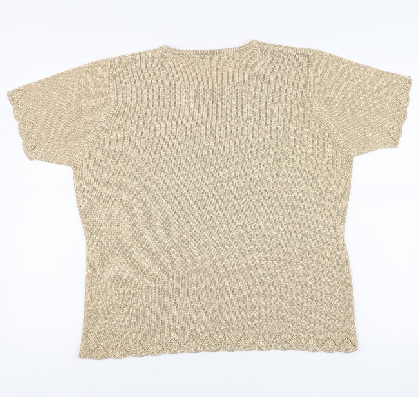 EWM Womens Gold Round Neck Acrylic Pullover Jumper Size 18