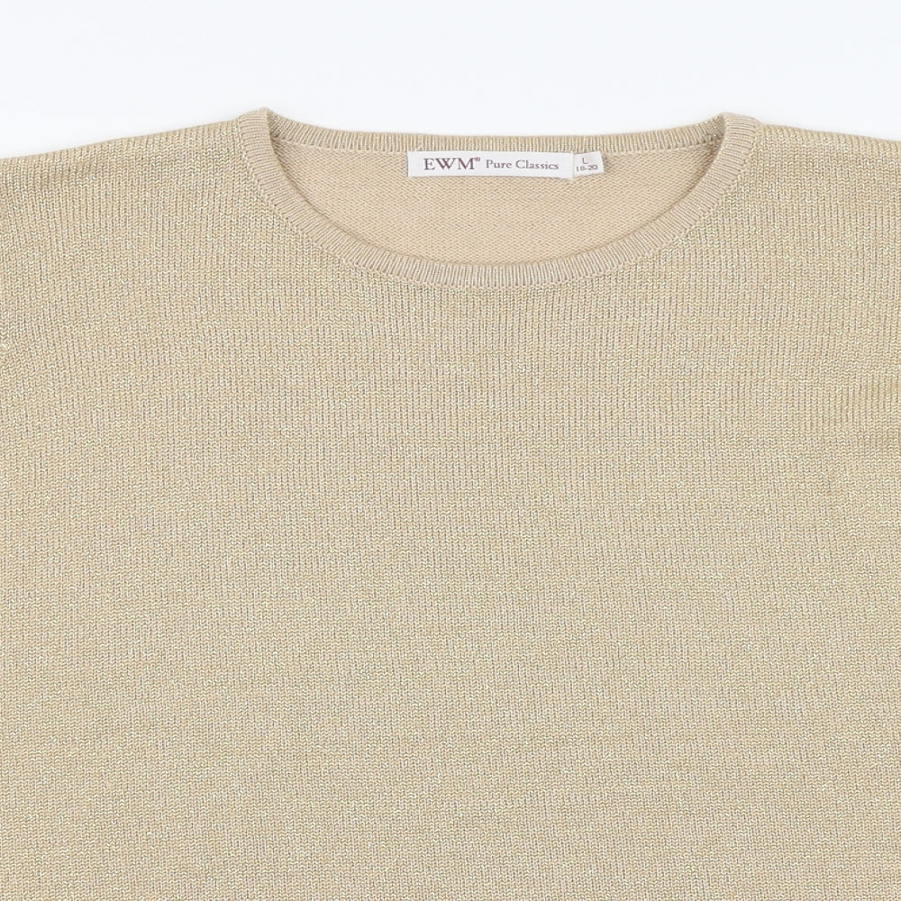 EWM Womens Gold Round Neck Acrylic Pullover Jumper Size 18