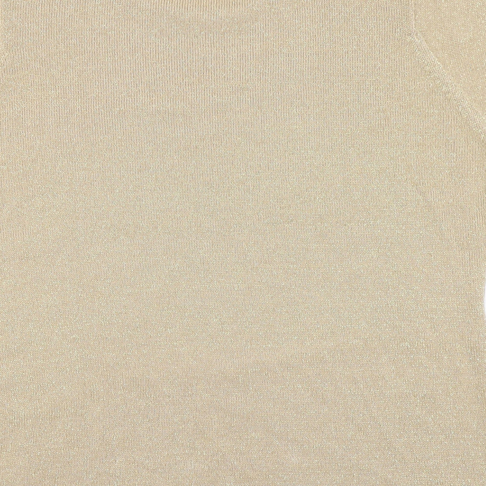 EWM Womens Gold Round Neck Acrylic Pullover Jumper Size 18
