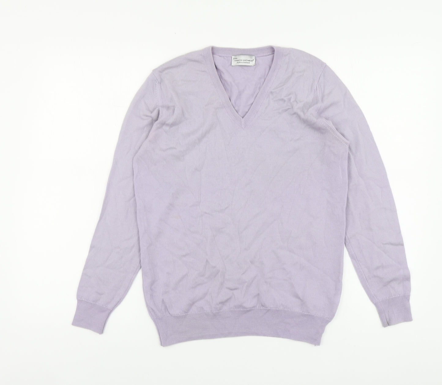 Hawick Knitwear Womens Purple V-Neck Wool Pullover Jumper Size S