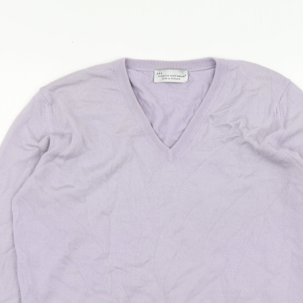 Hawick Knitwear Womens Purple V-Neck Wool Pullover Jumper Size S