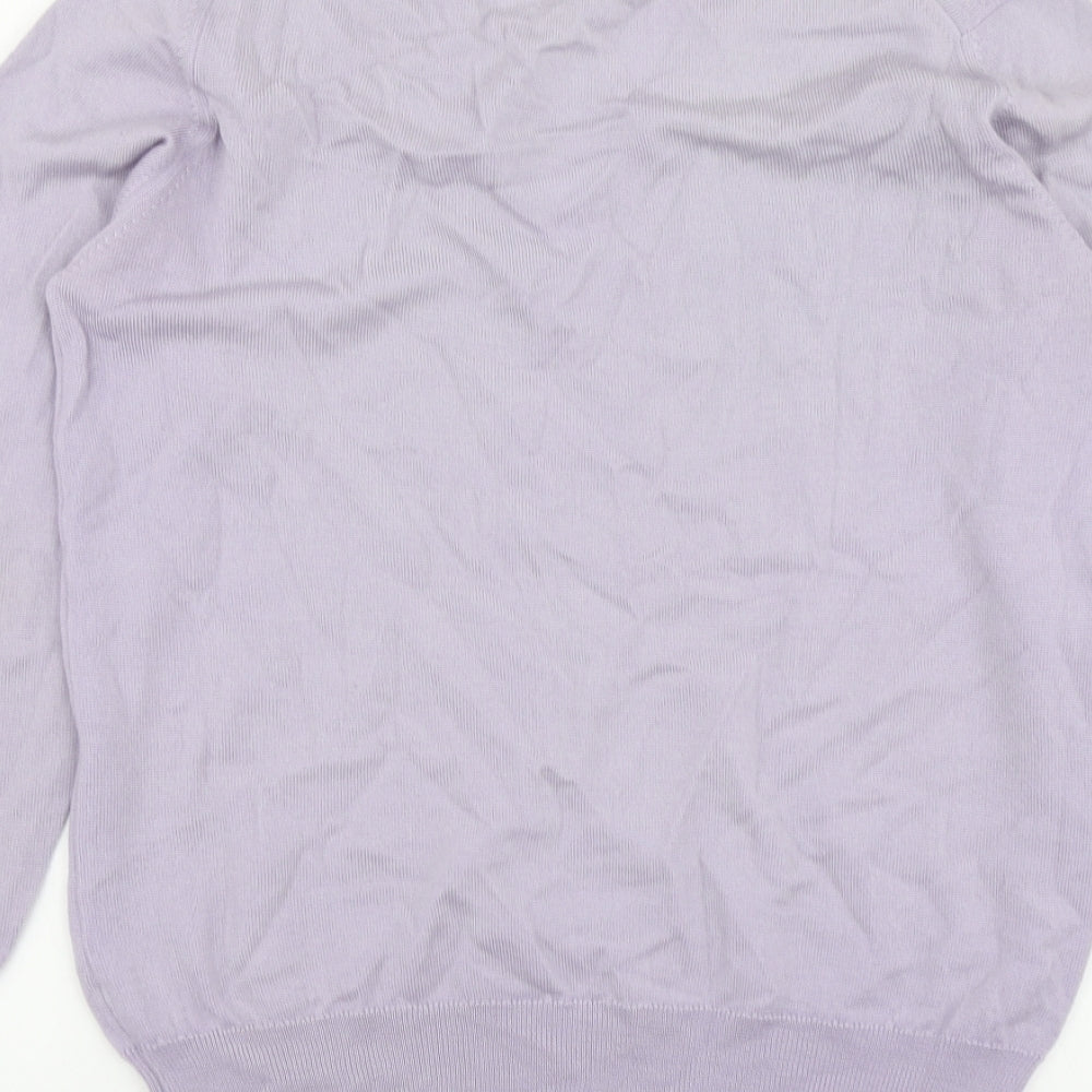 Hawick Knitwear Womens Purple V-Neck Wool Pullover Jumper Size S