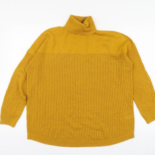 TU Womens Yellow Roll Neck Acrylic Pullover Jumper Size 14