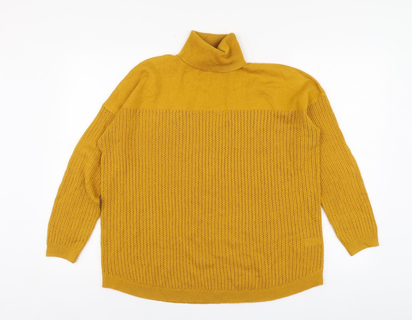 TU Womens Yellow Roll Neck Acrylic Pullover Jumper Size 14