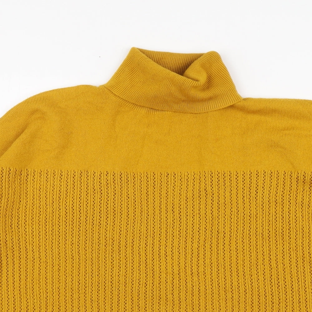 TU Womens Yellow Roll Neck Acrylic Pullover Jumper Size 14
