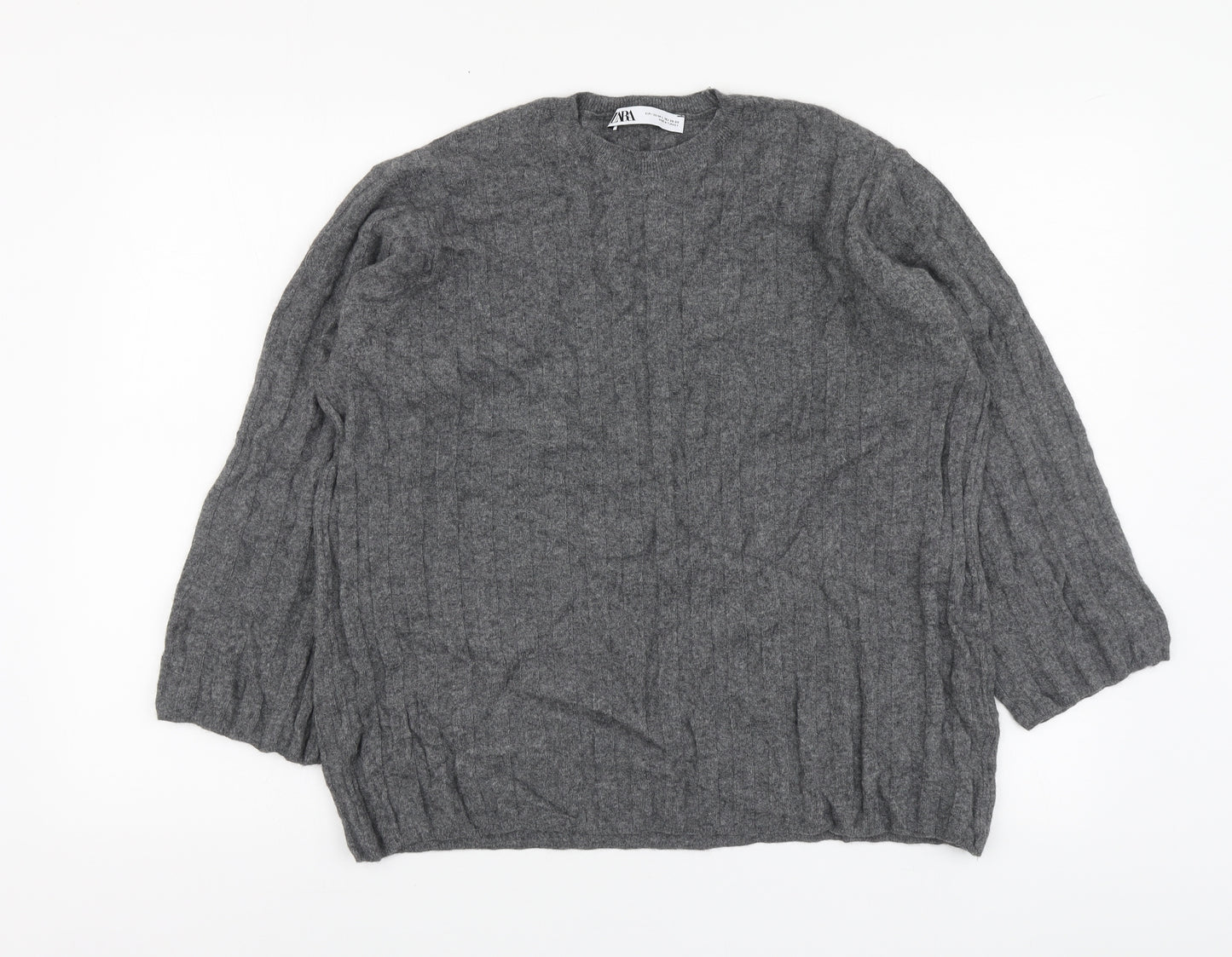 Zara Womens Grey Roll Neck Polyamide Pullover Jumper Size M