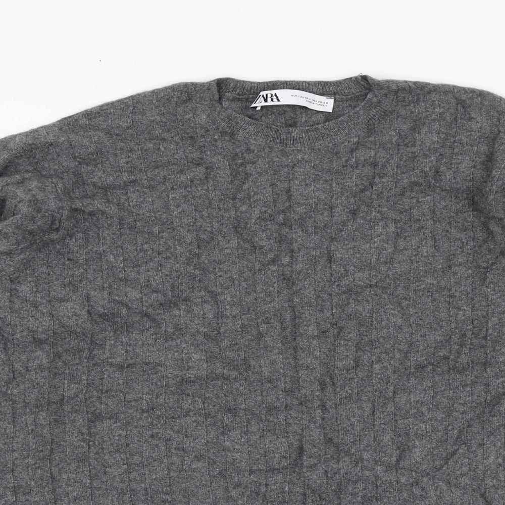 Zara Womens Grey Roll Neck Polyamide Pullover Jumper Size M